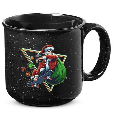 Retro Christmas Skateboarding Sk8 Santa Claus 15oz Campfire Ceramic Mug