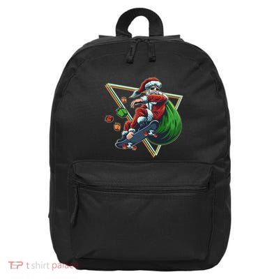 Retro Christmas Skateboarding Sk8 Santa Claus 16 in Basic Backpack