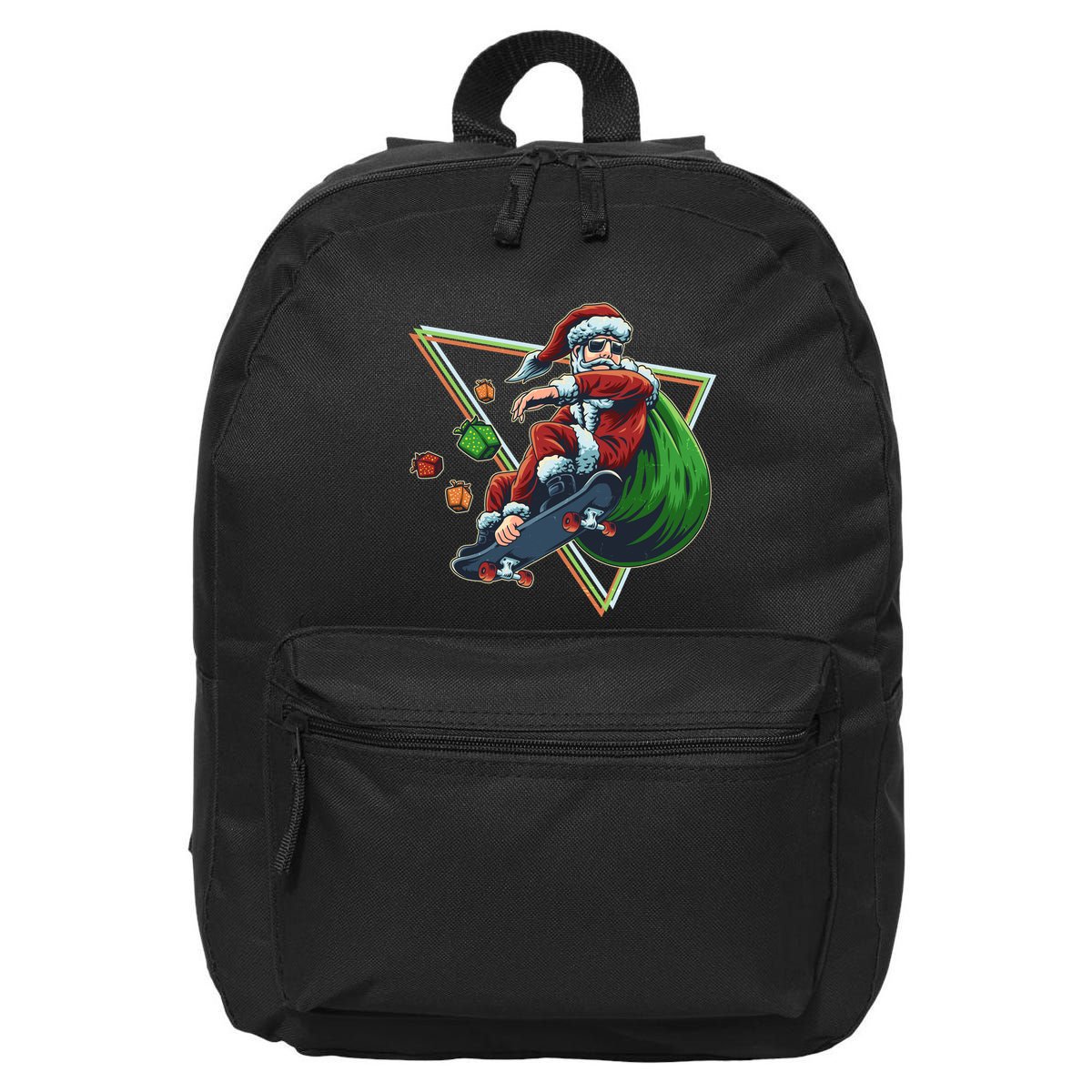 Retro Christmas Skateboarding Sk8 Santa Claus 16 in Basic Backpack