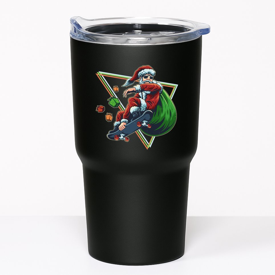 Retro Christmas Skateboarding Sk8 Santa Claus Tumbler