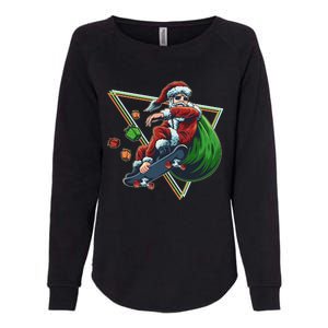 Retro Christmas Skateboarding Sk8 Santa Claus Womens California Wash Sweatshirt