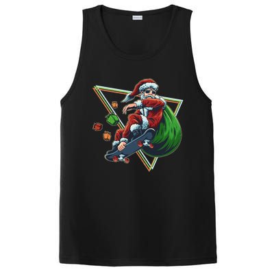 Retro Christmas Skateboarding Sk8 Santa Claus PosiCharge Competitor Tank