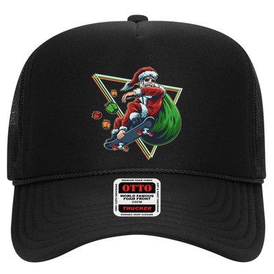 Retro Christmas Skateboarding Sk8 Santa Claus Trucker Hat