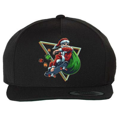 Retro Christmas Skateboarding Sk8 Santa Claus Wool Snapback Cap