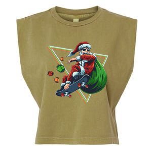 Retro Christmas Skateboarding Sk8 Santa Claus Garment-Dyed Women's Muscle Tee