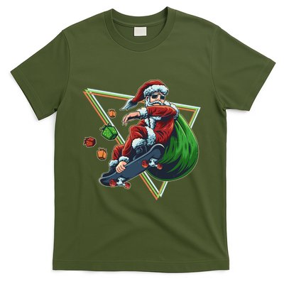 Retro Christmas Skateboarding Sk8 Santa Claus T-Shirt