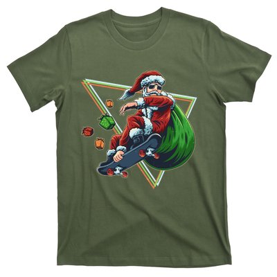 Retro Christmas Skateboarding Sk8 Santa Claus T-Shirt