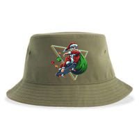 Retro Christmas Skateboarding Sk8 Santa Claus Sustainable Bucket Hat