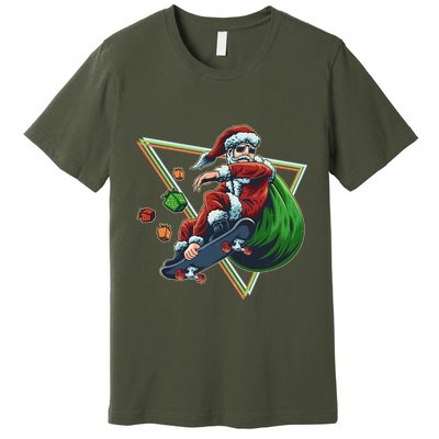 Retro Christmas Skateboarding Sk8 Santa Claus Premium T-Shirt