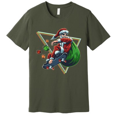 Retro Christmas Skateboarding Sk8 Santa Claus Premium T-Shirt