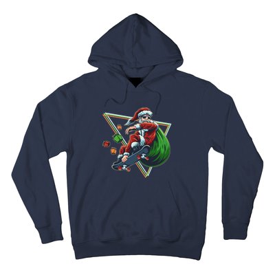 Retro Christmas Skateboarding Sk8 Santa Claus Hoodie