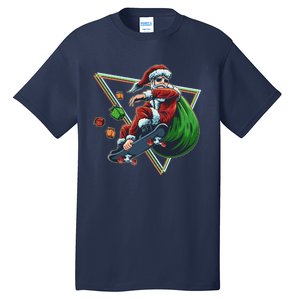 Retro Christmas Skateboarding Sk8 Santa Claus Tall T-Shirt