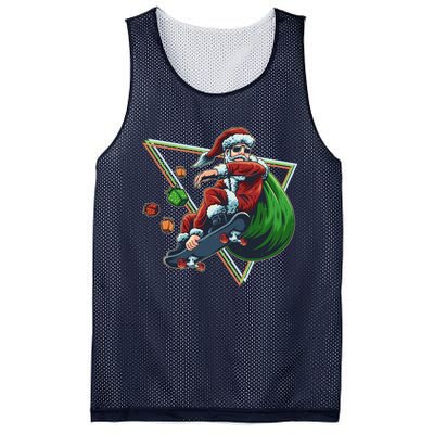 Retro Christmas Skateboarding Sk8 Santa Claus Mesh Reversible Basketball Jersey Tank