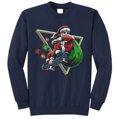 Retro Christmas Skateboarding Sk8 Santa Claus Tall Sweatshirt