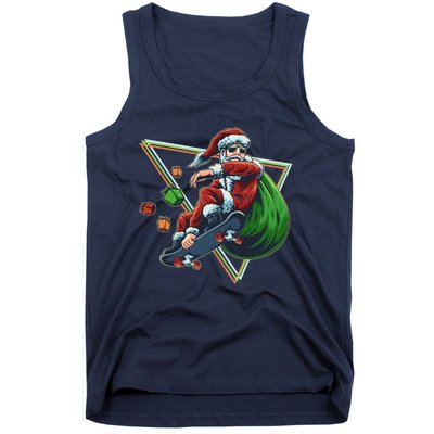 Retro Christmas Skateboarding Sk8 Santa Claus Tank Top