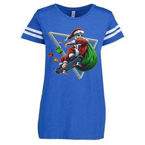 Retro Christmas Skateboarding Sk8 Santa Claus Enza Ladies Jersey Football T-Shirt