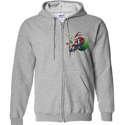 Retro Christmas Skateboarding Sk8 Santa Claus Full Zip Hoodie