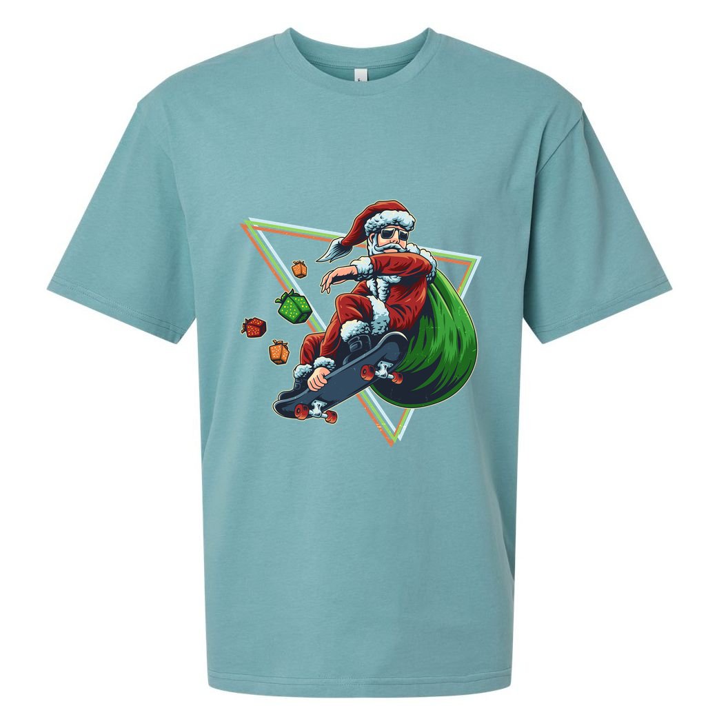 Retro Christmas Skateboarding Sk8 Santa Claus Sueded Cloud Jersey T-Shirt