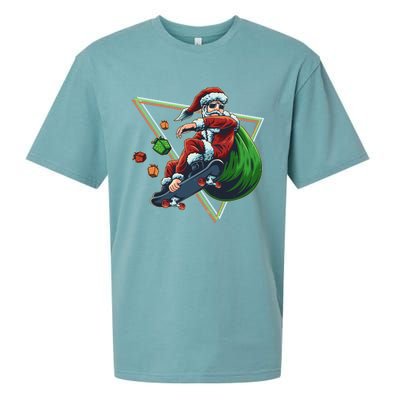 Retro Christmas Skateboarding Sk8 Santa Claus Sueded Cloud Jersey T-Shirt