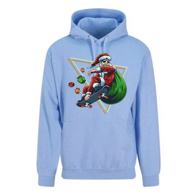 Retro Christmas Skateboarding Sk8 Santa Claus Unisex Surf Hoodie