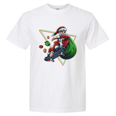 Retro Christmas Skateboarding Sk8 Santa Claus Garment-Dyed Heavyweight T-Shirt