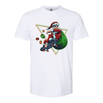 Retro Christmas Skateboarding Sk8 Santa Claus Softstyle CVC T-Shirt