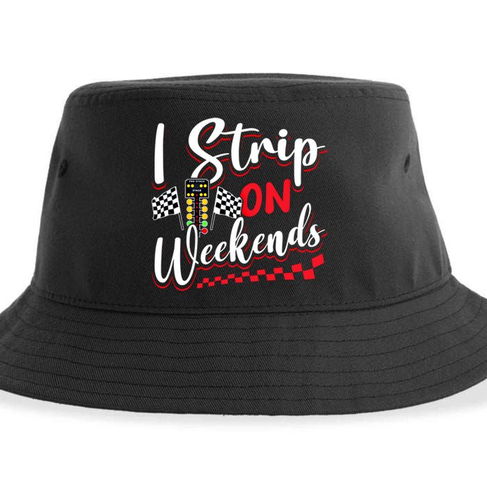 Race Car Street Racer Vintage I Strip On Weekends Gift Sustainable Bucket Hat