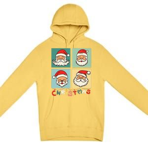 Retro Christmas Santa Face Funny Old Fashioned Xmas Costume Premium Pullover Hoodie