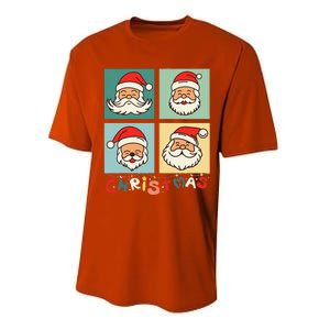 Retro Christmas Santa Face Funny Old Fashioned Xmas Costume Performance Sprint T-Shirt