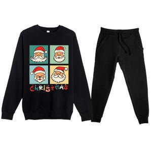 Retro Christmas Santa Face Funny Old Fashioned Xmas Costume Premium Crewneck Sweatsuit Set