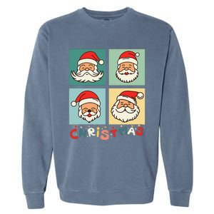 Retro Christmas Santa Face Funny Old Fashioned Xmas Costume Garment-Dyed Sweatshirt