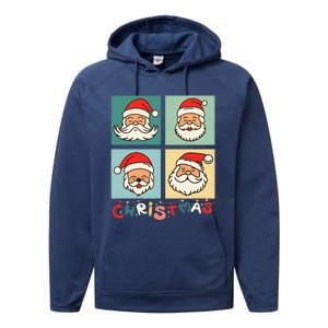 Retro Christmas Santa Face Funny Old Fashioned Xmas Costume Performance Fleece Hoodie