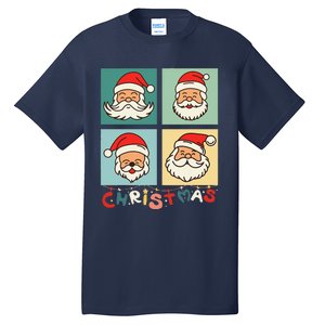 Retro Christmas Santa Face Funny Old Fashioned Xmas Costume Tall T-Shirt