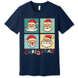 Retro Christmas Santa Face Funny Old Fashioned Xmas Costume Premium T-Shirt