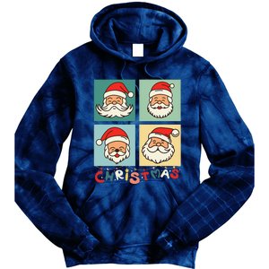 Retro Christmas Santa Face Funny Old Fashioned Xmas Costume Tie Dye Hoodie