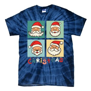 Retro Christmas Santa Face Funny Old Fashioned Xmas Costume Tie-Dye T-Shirt