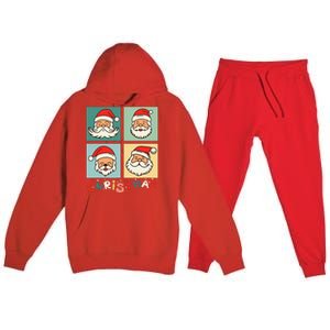 Retro Christmas Santa Face Funny Old Fashioned Xmas Costume Premium Hooded Sweatsuit Set