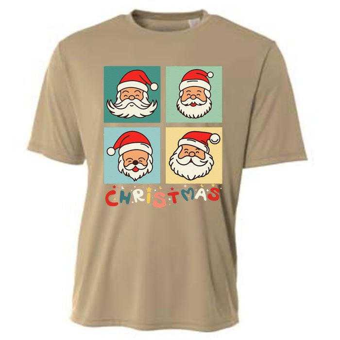 Retro Christmas Santa Face Funny Old Fashioned Xmas Costume Cooling Performance Crew T-Shirt