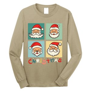 Retro Christmas Santa Face Funny Old Fashioned Xmas Costume Long Sleeve Shirt