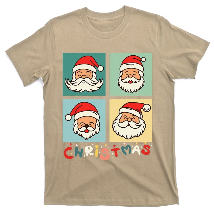 Retro Christmas Santa Face Funny Old Fashioned Xmas Costume T-Shirt