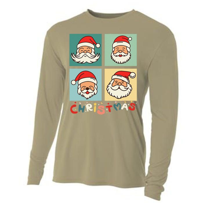 Retro Christmas Santa Face Funny Old Fashioned Xmas Costume Cooling Performance Long Sleeve Crew