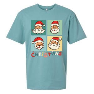 Retro Christmas Santa Face Funny Old Fashioned Xmas Costume Sueded Cloud Jersey T-Shirt