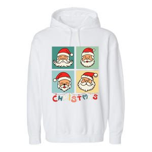 Retro Christmas Santa Face Funny Old Fashioned Xmas Costume Garment-Dyed Fleece Hoodie