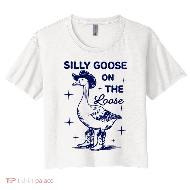 Retro Comfort Silly Goose Silly Goose On The Loose Funny Cowgirl  Crop Top