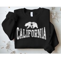 Retro California State Flag Bear Vintage Distressed Graphic Sweatshirt