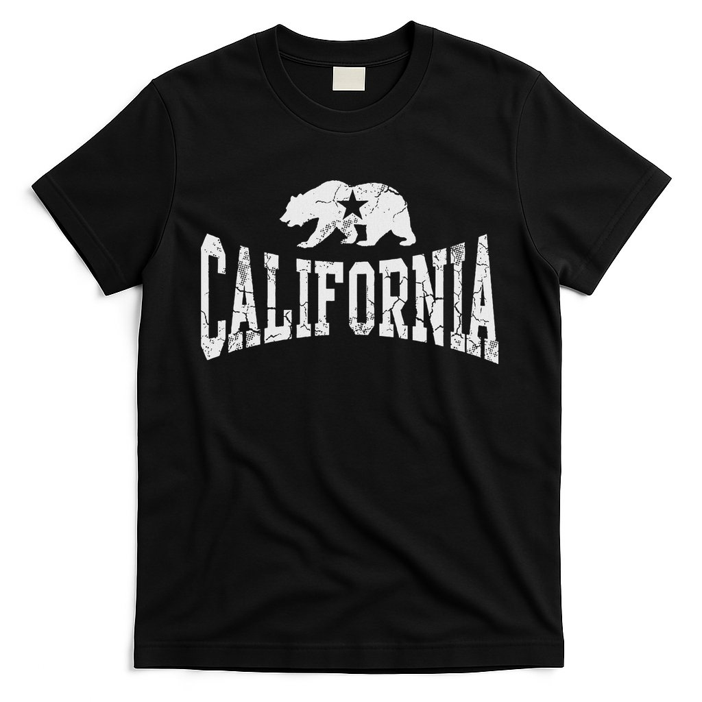 Retro California State Flag Bear Vintage Distressed Graphic T-Shirt