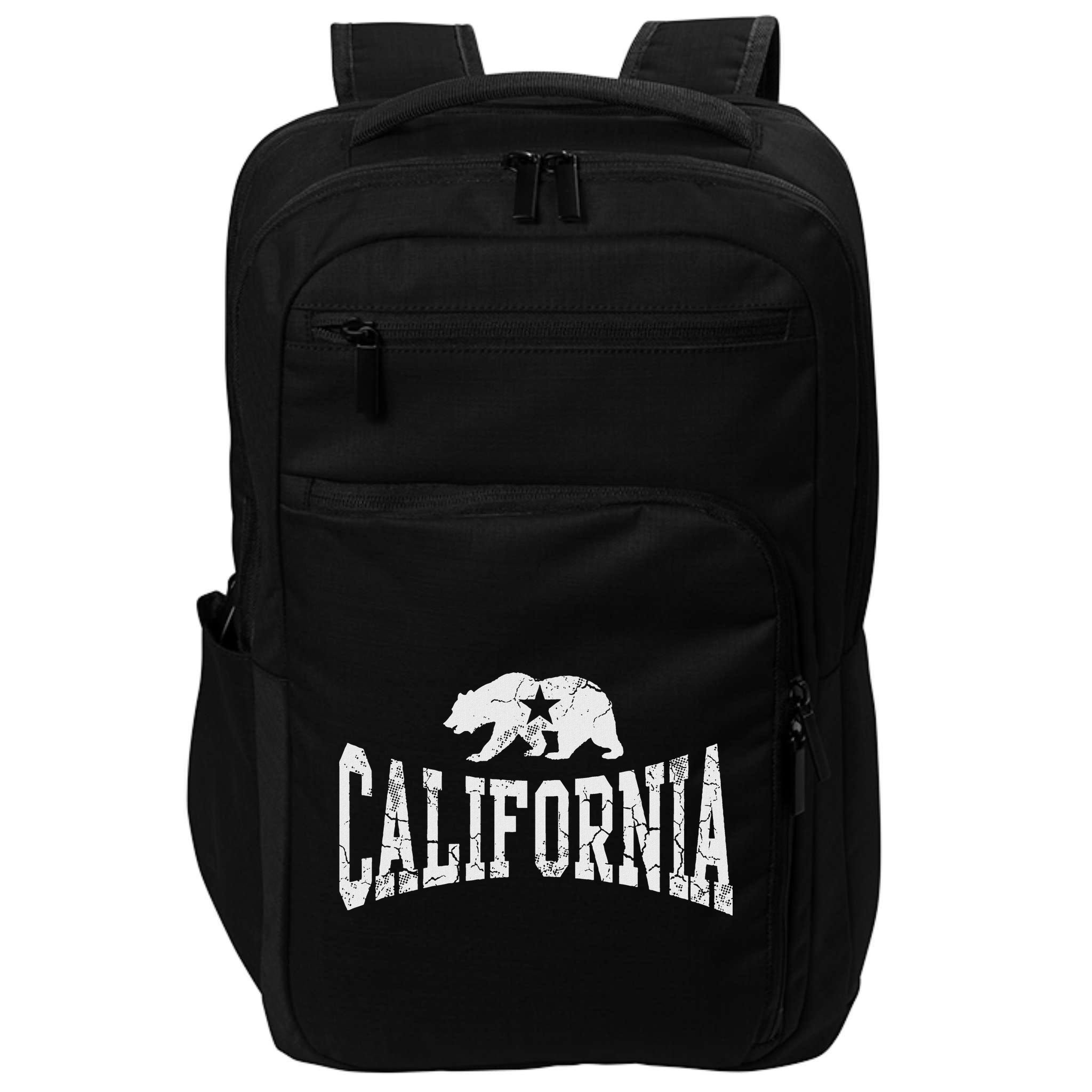 Retro California State Flag Bear Vintage Distressed Graphic Impact Tech Backpack