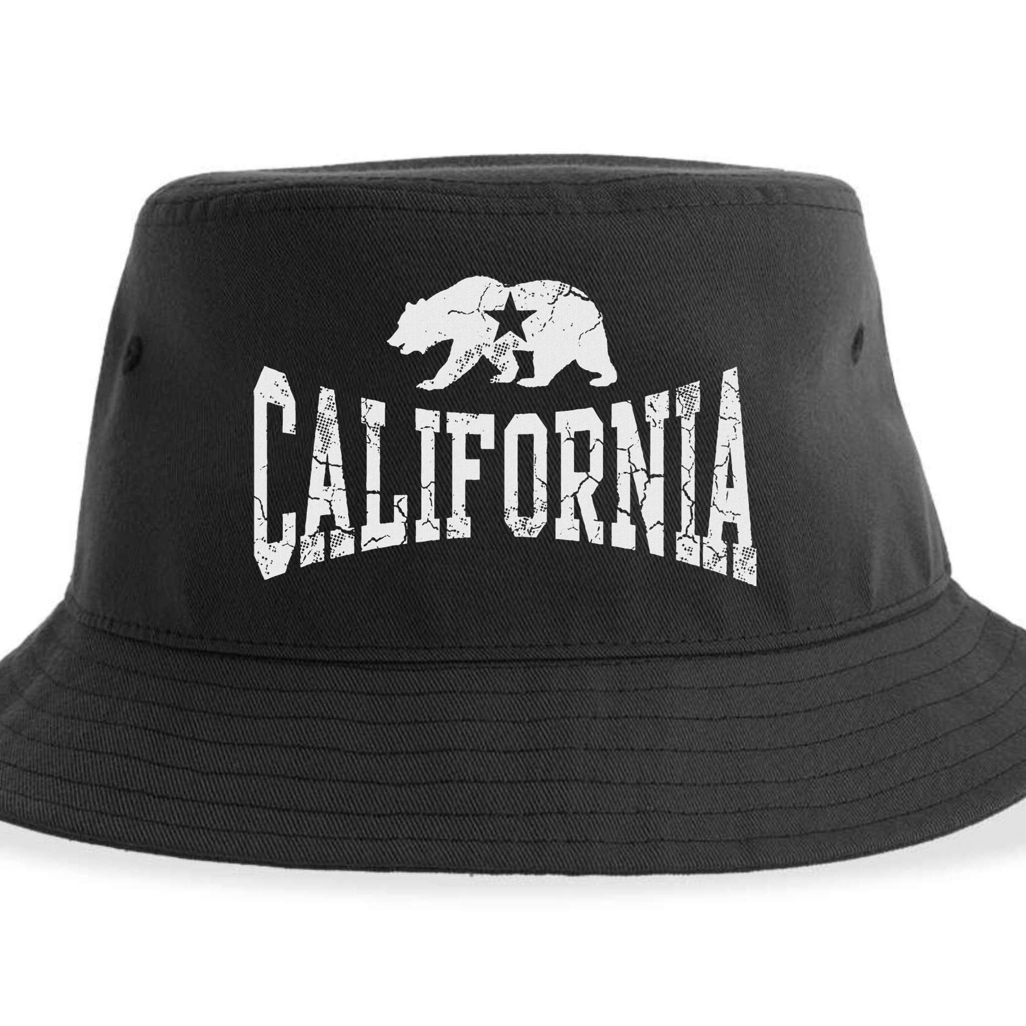 Retro California State Flag Bear Vintage Distressed Graphic Sustainable Bucket Hat