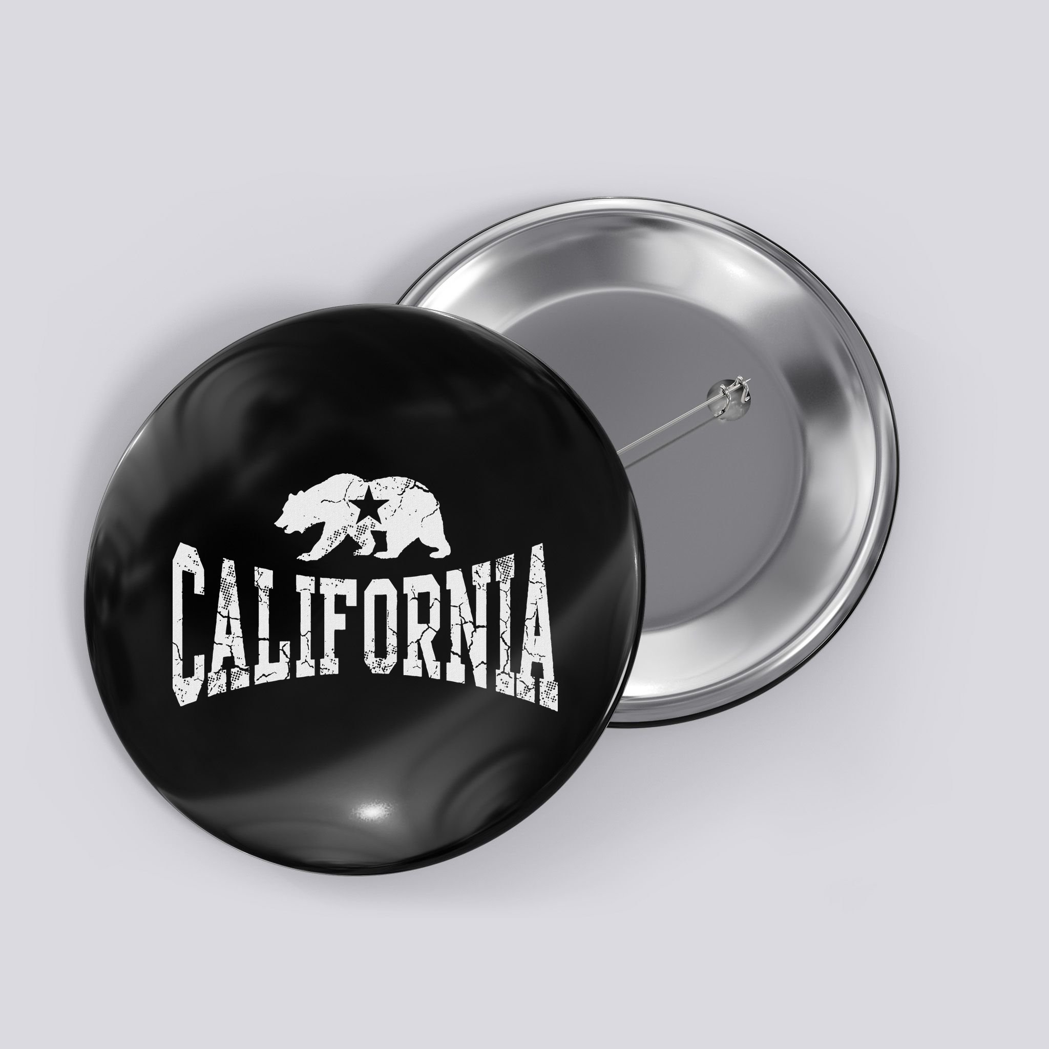 Retro California State Flag Bear Vintage Distressed Graphic Button