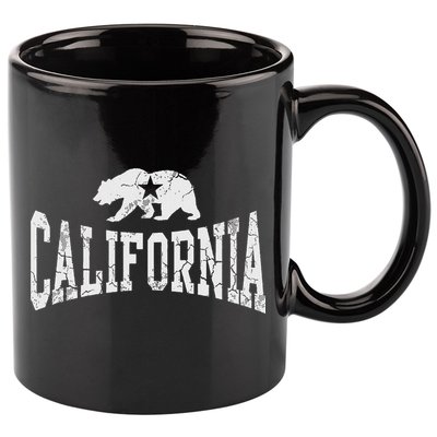 Retro California State Flag Bear Vintage Distressed Graphic 11oz C Handle Ceramic Mug